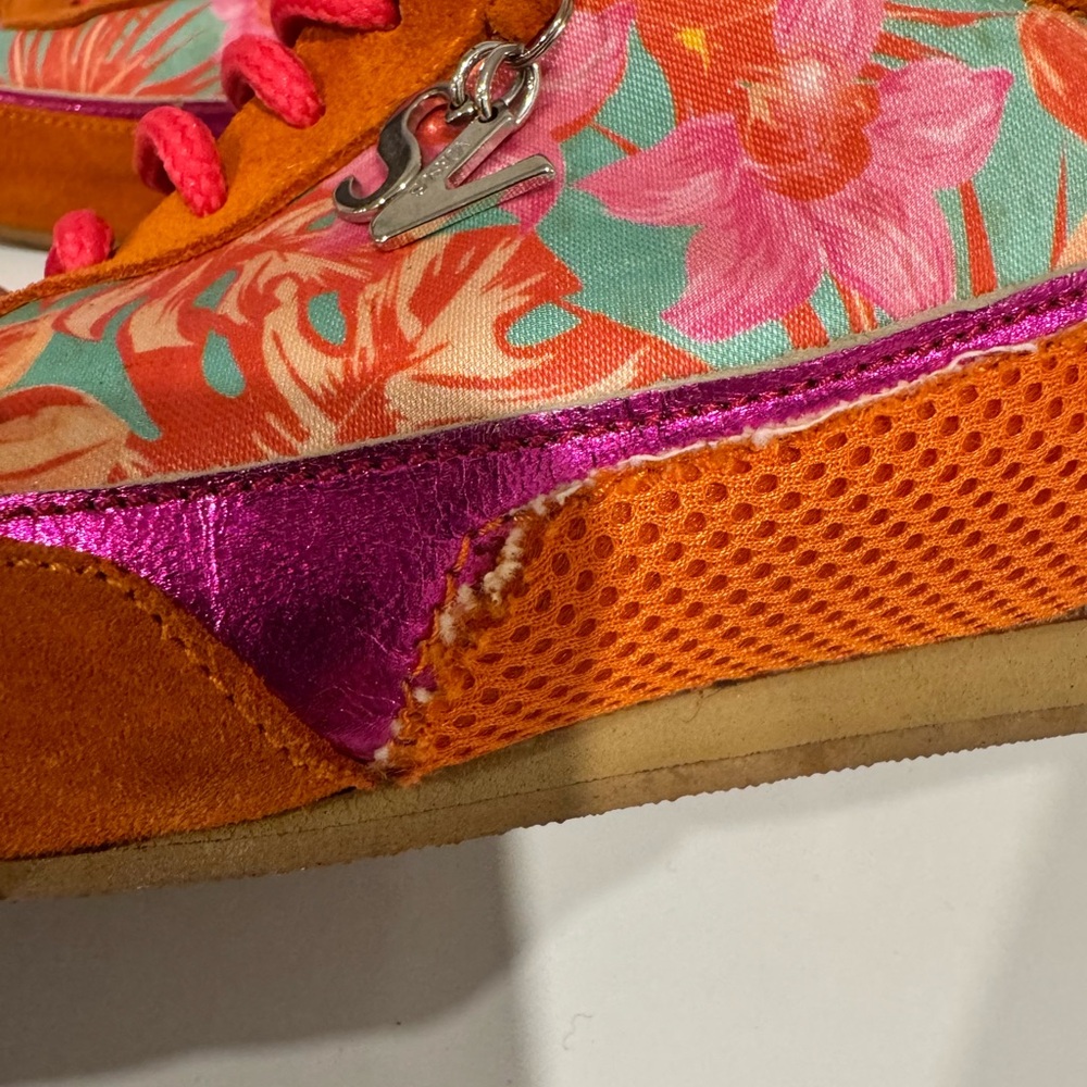 Versus Versace  orange floral sneakers - Picture 3 of 12
